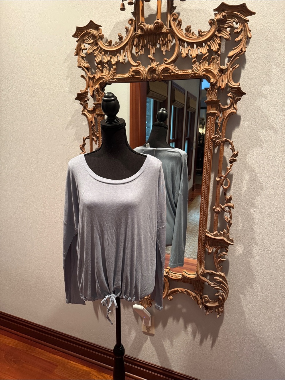 NWT Barefoot Dreams Light Blue Tie-Hem Women's Long Sleeve Top